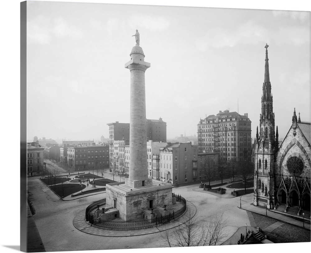 Vintage photograph of Washington Monument, Baltimore, Maryland Wall Art