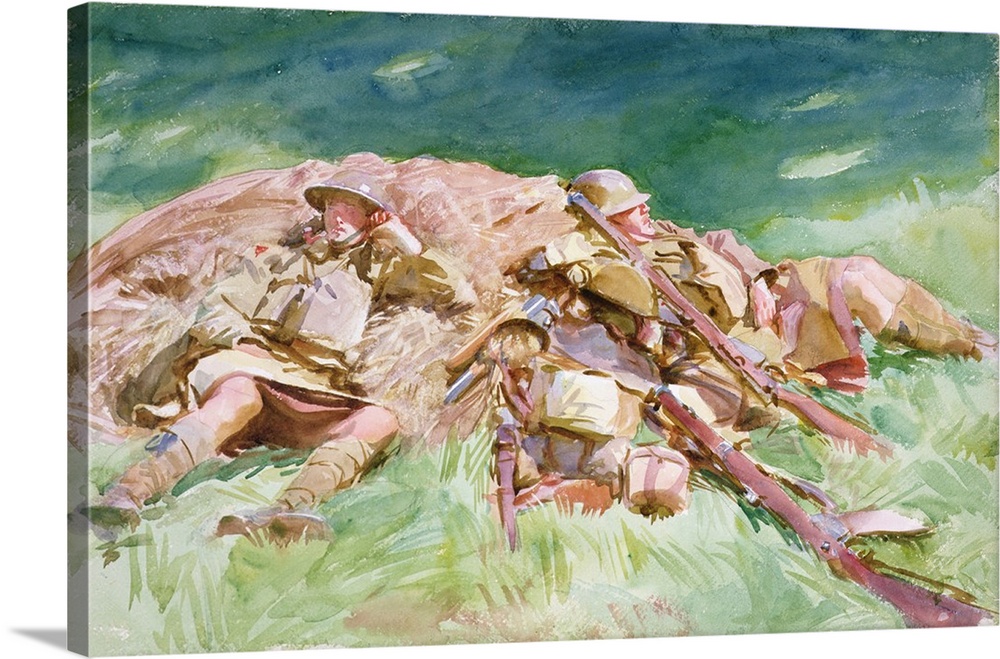 Highlanders Resting at the Front, 1918 (w/c on paper) by Sargent, John Singer (1856-1925) Fitzwilliam Museum, University o...