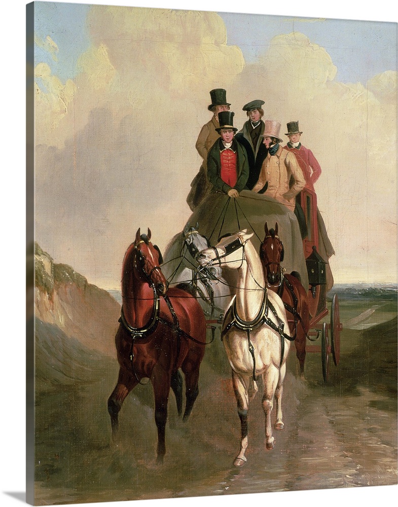 BAL15225 A Coach and Four on an Open Road (oil on canvas)  by Shayer, William Snr. (1788-1879); Private Collection; Englis...