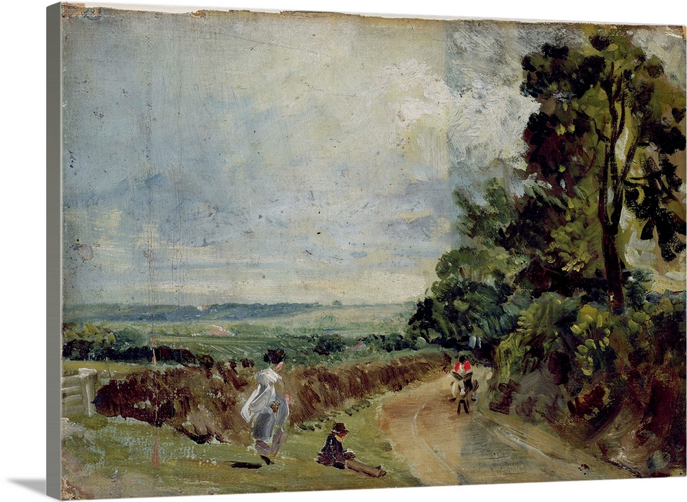 A Country road with trees and figures; by Constable, John (1776-1837); Victoria