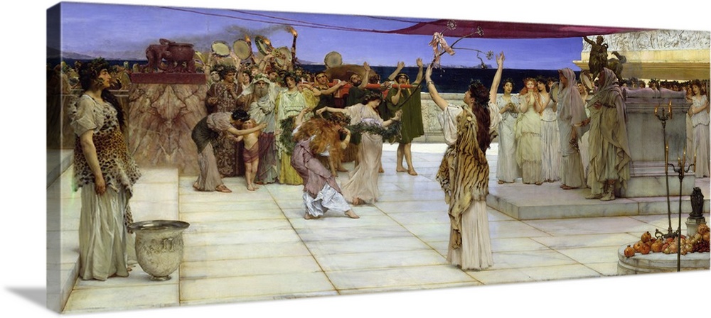 XKH141017 A Dedication to Bacchus, 1889 (oil on canvas); by Alma-Tadema, Sir Lawrence (1836-1912); 77.5x177.5 cm; Hamburge...