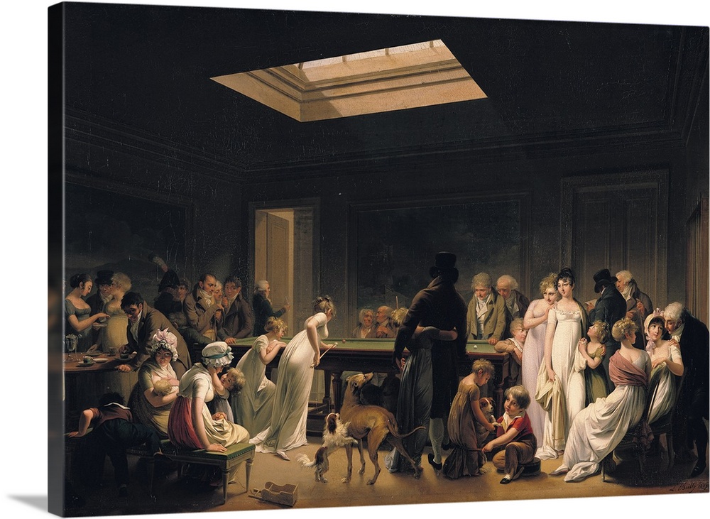 XIR48921 A Game of Billiards, 1807 (oil on canvas)  by Boilly, Louis Leopold (1761-1845); 56x81 cm; Hermitage, St. Petersb...