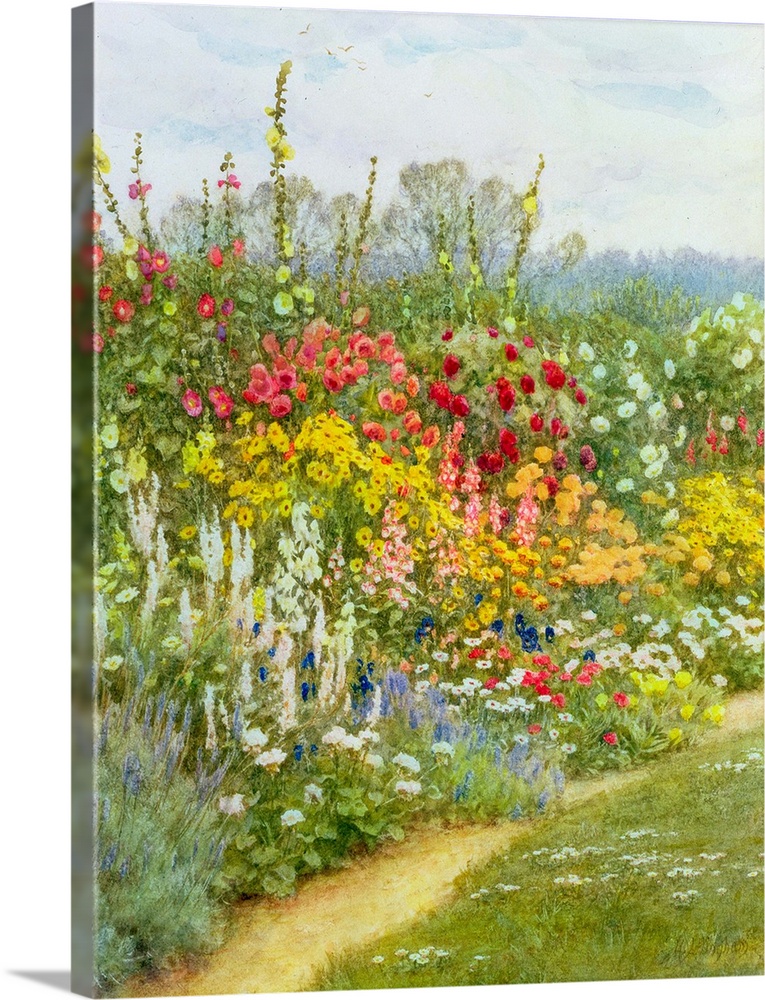 MAL85951 A Herbaceous Border (w/c and gouache) by Allingham, Helen (1848-1926); 30.8x23.8 cm; Private Collection; .... Mal...