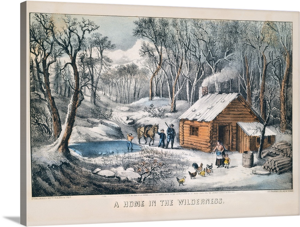 A Home in the Wilderness, 1870 (originally colour lithograph) by Currier, N. (1813-88) and Ives, J.M. (1824-95)
