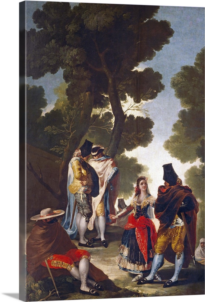 A Maja and Gallants, 1777, oil on canvas.  By Francisco de Goya.
