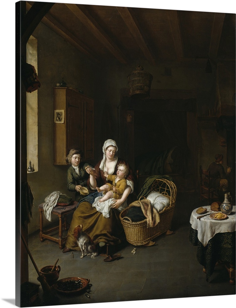 A Mother Feeding her Child, The Happy Mother, 1707, oil on panel.