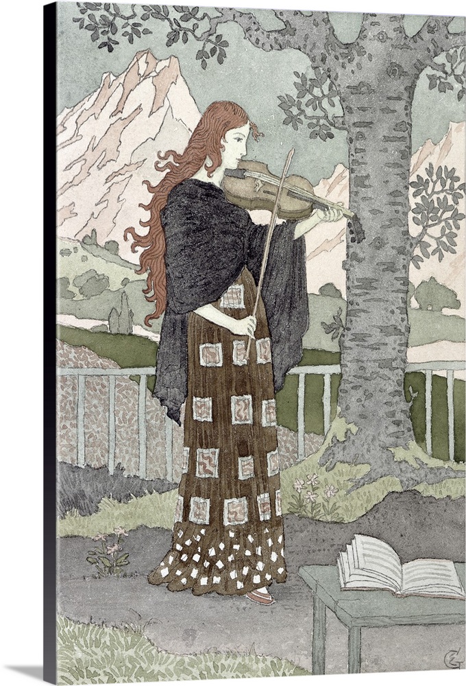 XOU16851 A Musician (w/c on paper)  by Grasset, Eugene (1841-1917); watercolour on paper; Musee des Beaux-Arts, Rouen, Fra...