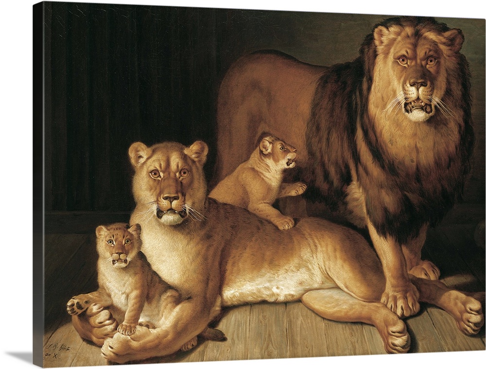 A Pride of Lions, 1801-02, oil on canvas.  By Jean-Baptiste Huet (1745-1811).