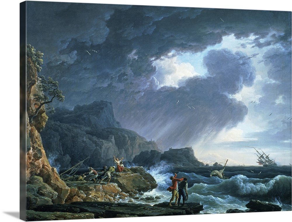XAM77176 A Seastorm, 1752  by Vernet, Claude Joseph (1714-89); oil on canvas; 72.7x98.4 cm; Private Collection; French, ou...