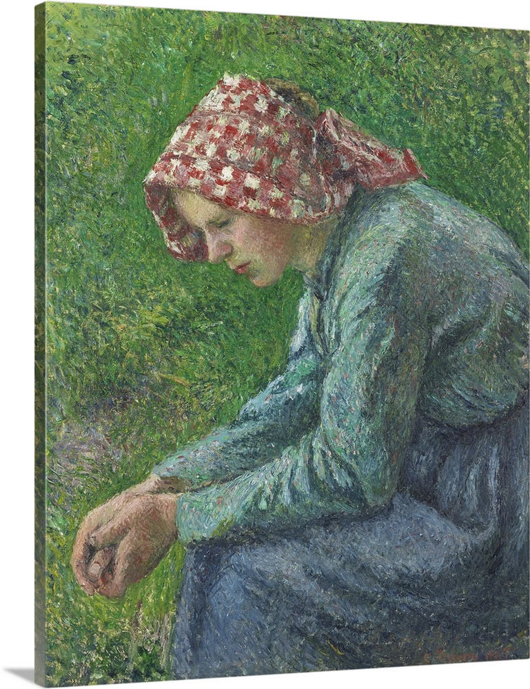 A Seated Peasant Woman, 1885 (originally oil on canvas) by Pissarro, Camille (1830-1903)