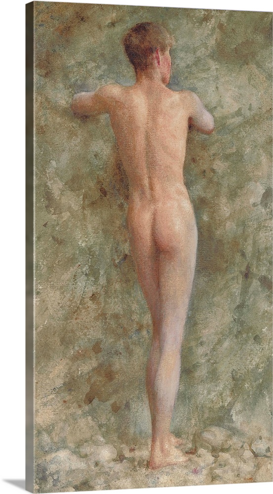 A standing male nude, 1914 (pencil and w/c and bodycolour on paper)