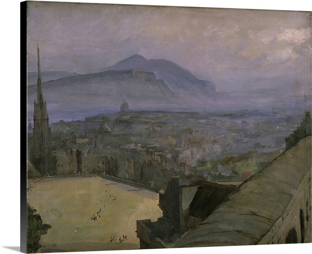 A View Of Edinburgh From The Castle, Looking Across The Esplanade Towards Arthur's Seat And Salisbury Crags (Originally oi...