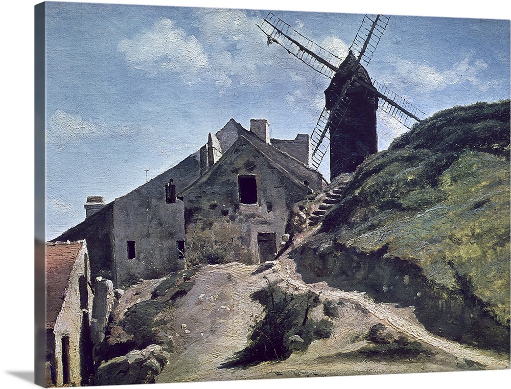 XIR180012 A Windmill at Montmartre, 1840-45 (oil on canvas)  by Corot, Jean Baptiste Camille (1796-1875); 26x34 cm; Musee ...