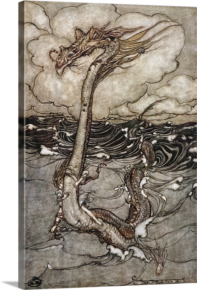 A Young Girl Riding a Sea Serpent, 1904