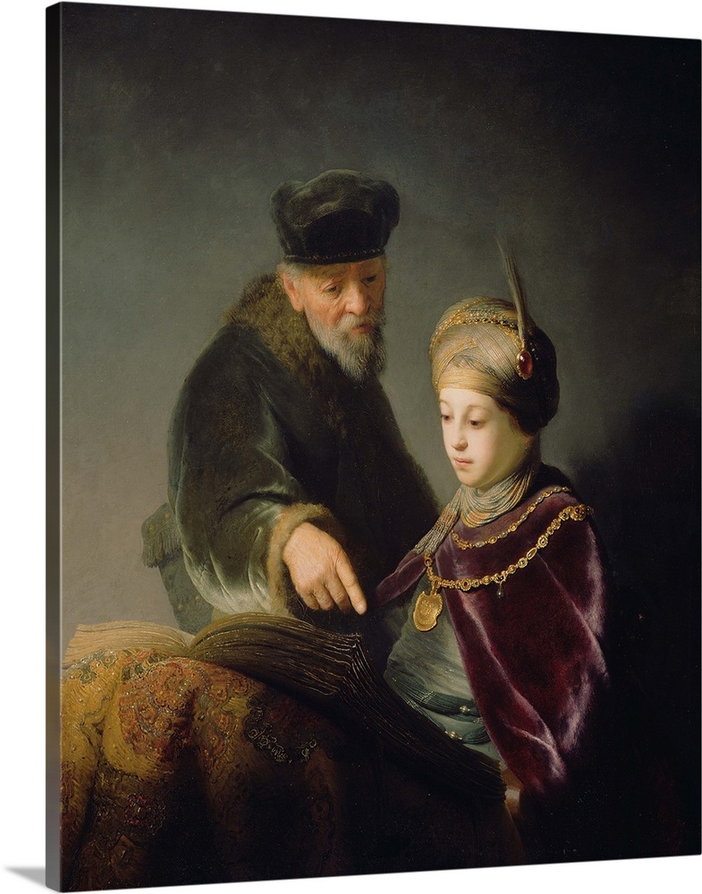 Painting by Rembrandt of a young scholar and hist tutor.