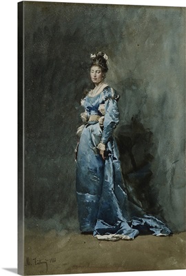 A Young Woman in a Blue Dress, 1866 (w/c and white gouache on paper)