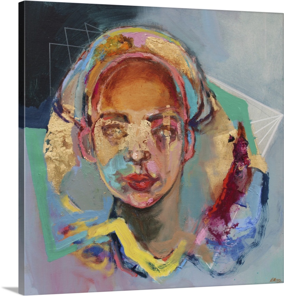 Abanicos, 2020. (Originally acrylics, pastels and gold leaf on canvas.)