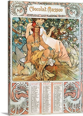 Advertising Illustration By Alphonse Mucha For Masson Chocolate From A 1898 Calendar