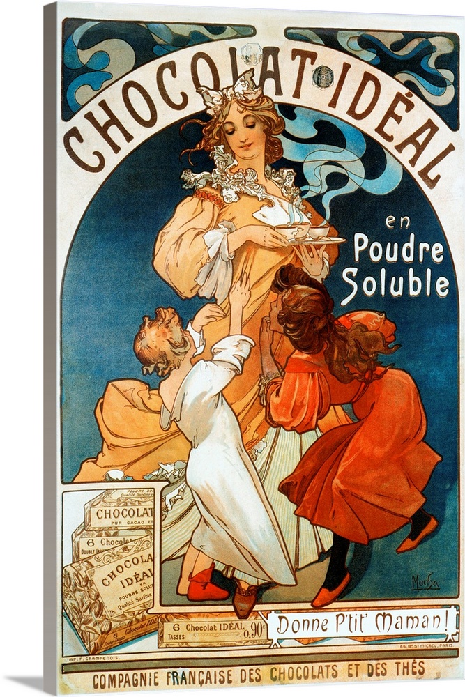 Advertising poster by Alphonse Mucha (1860-1939) for chocolate "Chocolate Ideal" 1897.