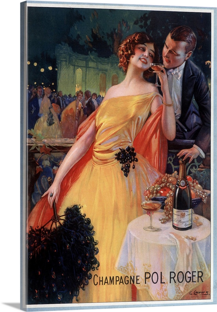 Advertising poster for champagne Pol Roger, deb. 20th century. Illustration of Gaspar Camps (1874-1942).