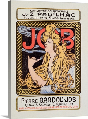 alphonse mucha cigarette Advertising Poster For Cigarette Paper Job Created By Alphonse Mucha, 1900 | Large Metal Print Wall Art