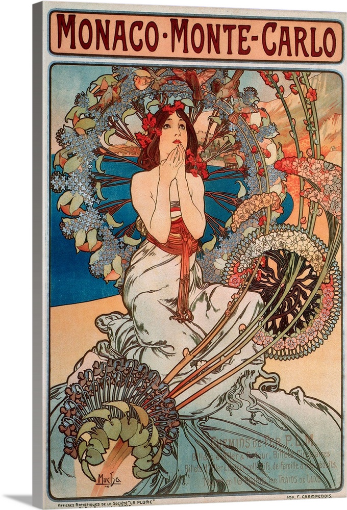 Advertising poster by Alphonse Mucha (1860-1939) for the railway line Monaco, Monte Carlo, 1897.