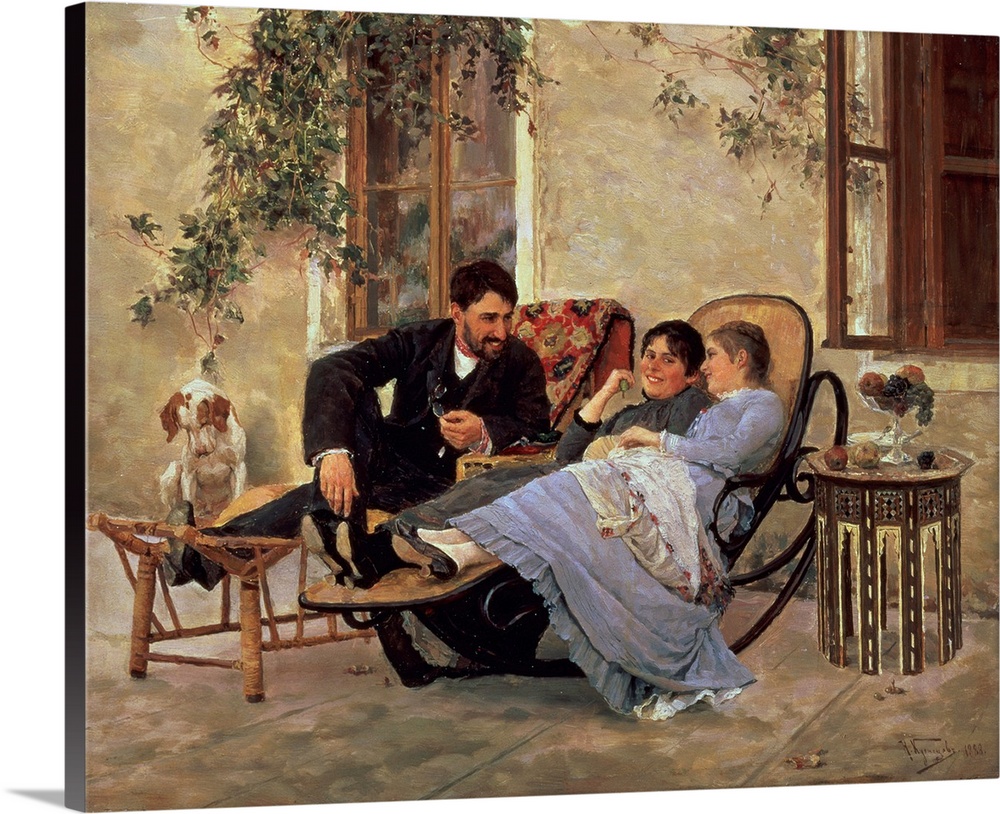 BAL134961 After Dinner, 1888 (oil on canvas); by Kuznetsov, Nikolai Dmitrievich (1850-1930); 33.5x41.7 cm; Tretyakov Galle...