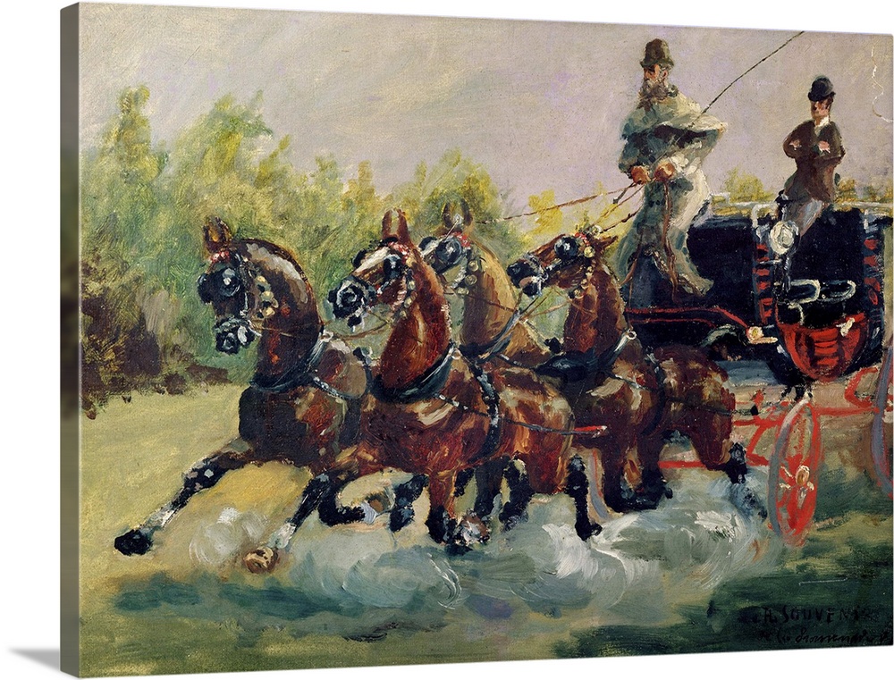 XIR60288 Alphonse de Toulouse-Lautrec-Monfa (1838-1913) Driving his Mail-Coach in Nice, 1881 (oil on canvas); by Toulouse-...