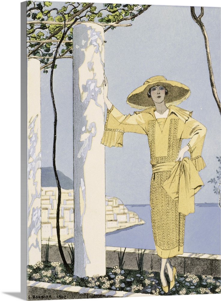 STC227544 Amalfi, illustration of a woman in a yellow dress by Worth, 1922 (pochoir print) by Barbier, Georges (1882-1932)...
