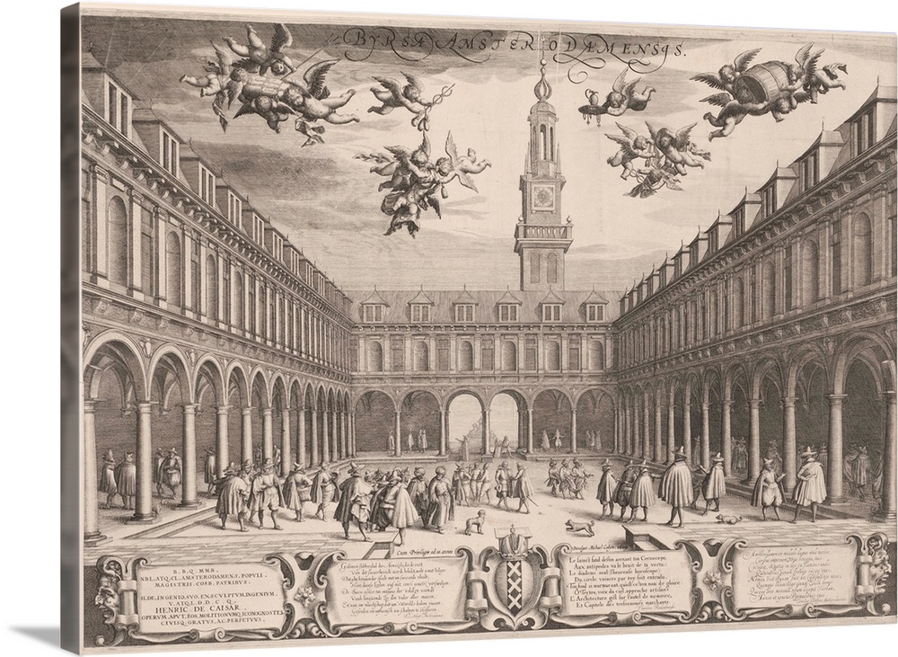 Amsterdam Stock Exchange, 1609, etching.  By Dutch School.