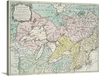 An Accurate Map Of Canada, With The Adjacent Countries, 1761