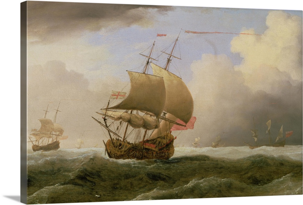 BAL31871 An English Ship Close-hauled in a Strong Breeze (oil); by Velde, Willem van de, the Younger (1633-1707); Johnny v...