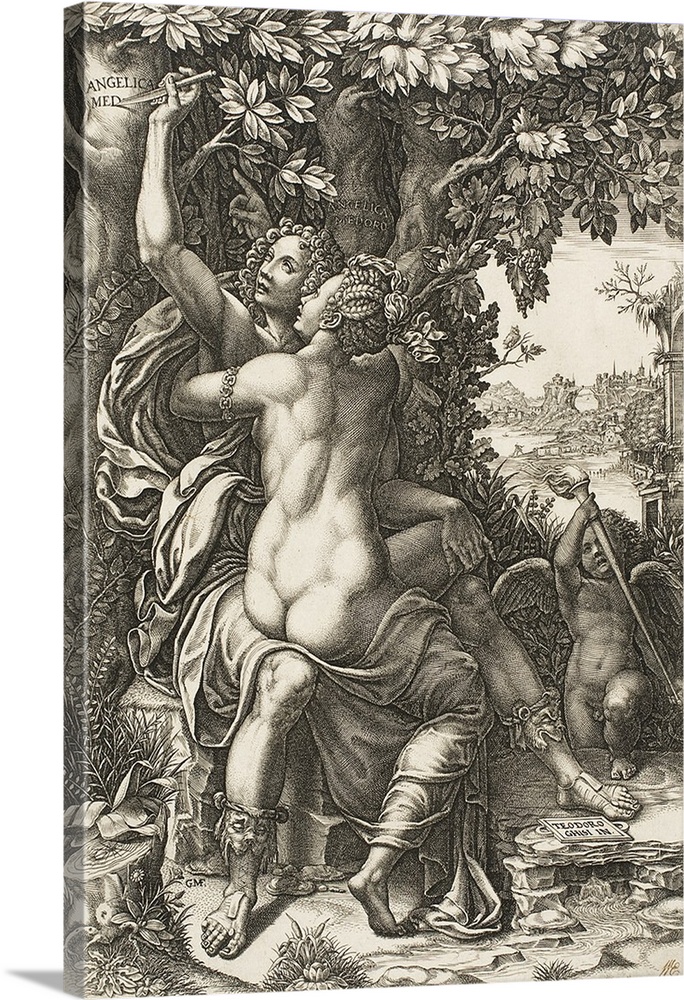Angelica and Medoro, c.1570, engraving, printed in black, on paper.