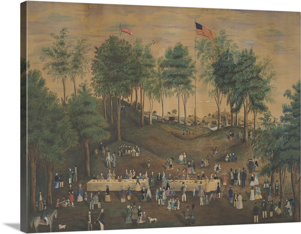 Anti-Slavery Picnic at Weymouth Landing, Massachusetts, c.1845, watercolor, gouache and collage on paper.