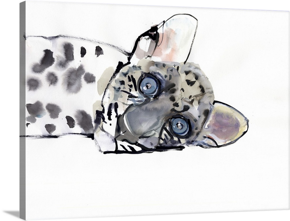 Contemporary wildlife painting of an Arabian Leopard cub.