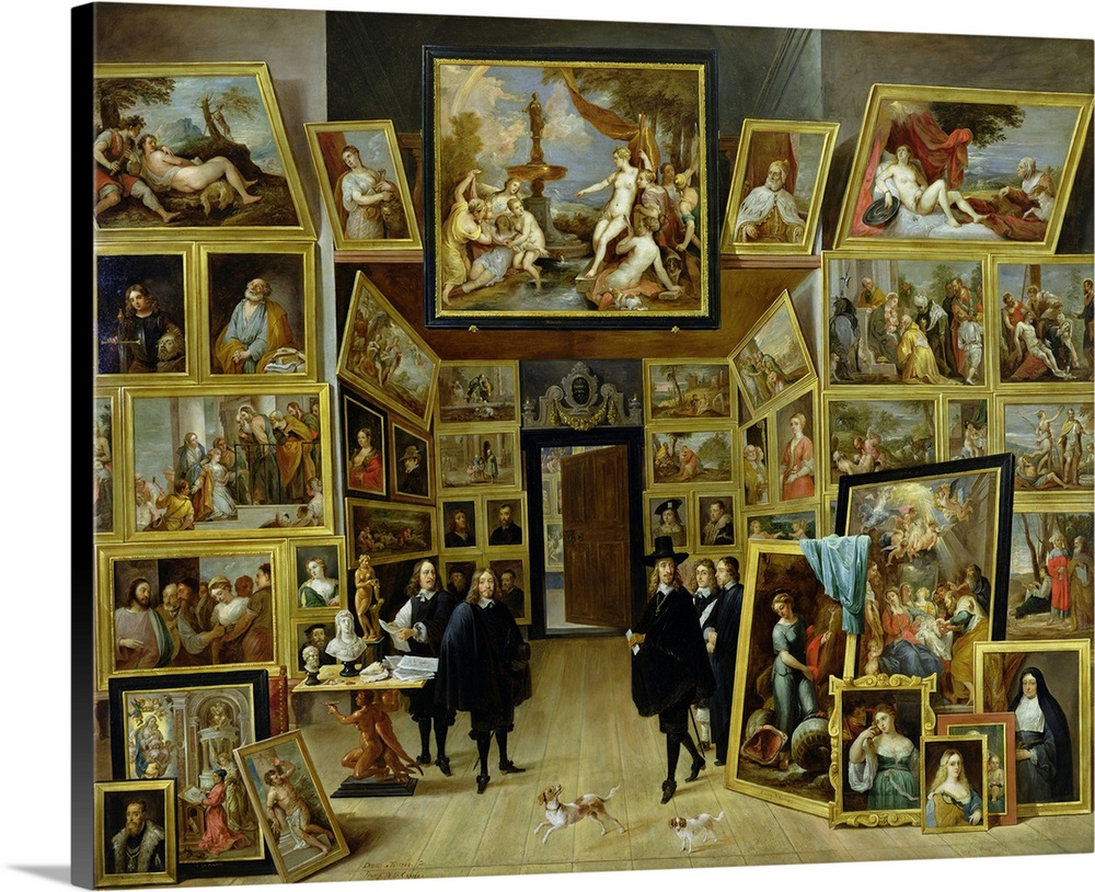 XIR70762 Archduke Leopold Wilhelm (1614-61) in his Picture Gallery, c.1647 (oil on copper)  by Teniers, David the Younger ...