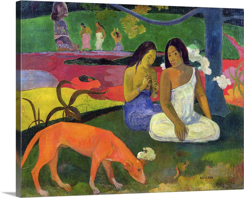 XIR17259 Arearea (The Red Dog), 1892 (oil on canvas)  by Gauguin, Paul (1848-1903); 75x94 cm; Musee d'Orsay, Paris, France...