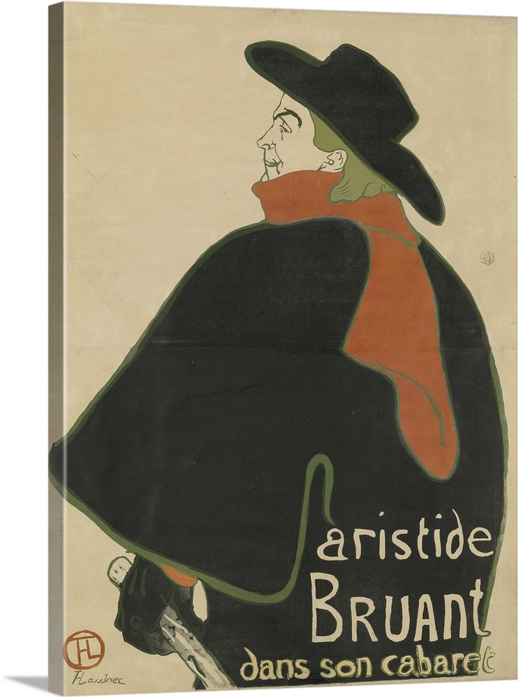 Aristide Bruant, in His Cabaret, 1893, colour litho on buff wove paper.