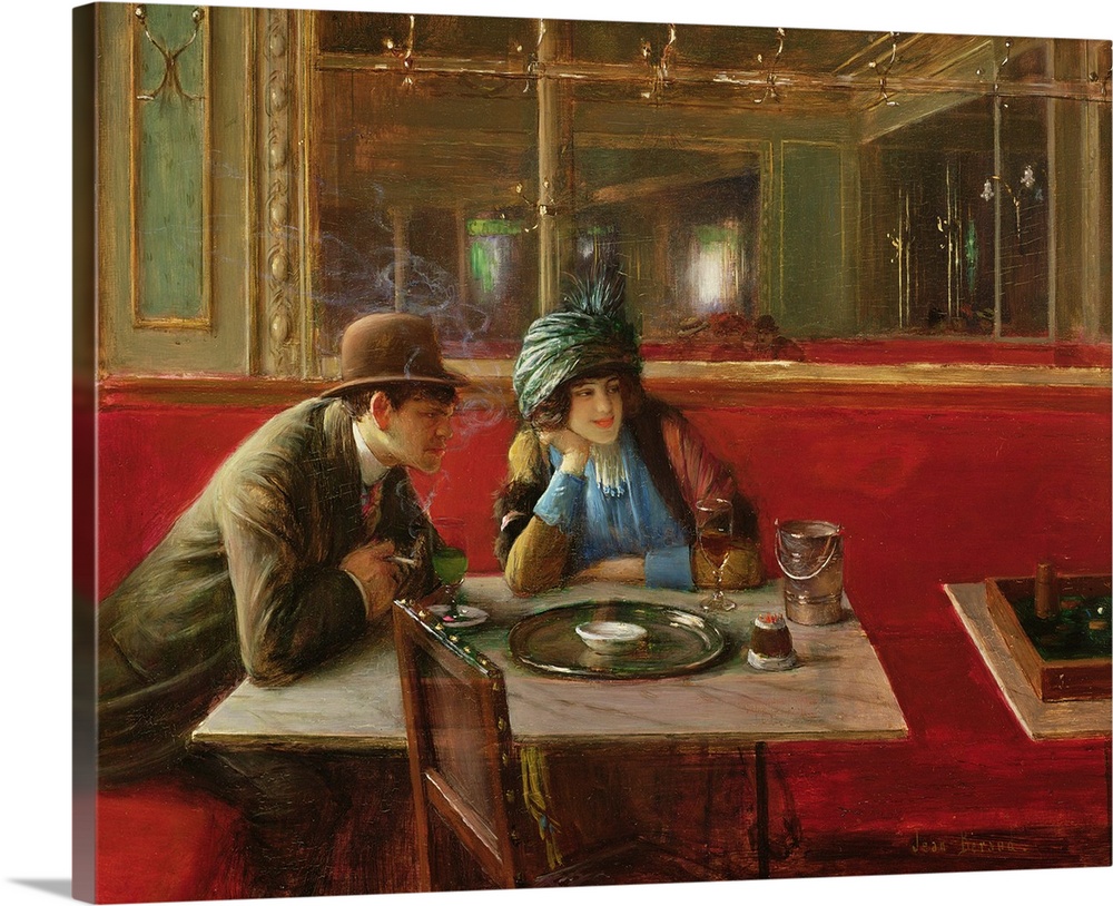 XKL60213 At the Cafe (panel)  by Beraud, Jean (1849-1935); oil on panel; 64x91 cm; Berko Fine Paintings, Knokke-Zoute, Bel...