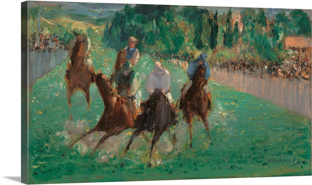 At the Races, c. 1875, oil on wood.  By Edouard Manet (1832-83).