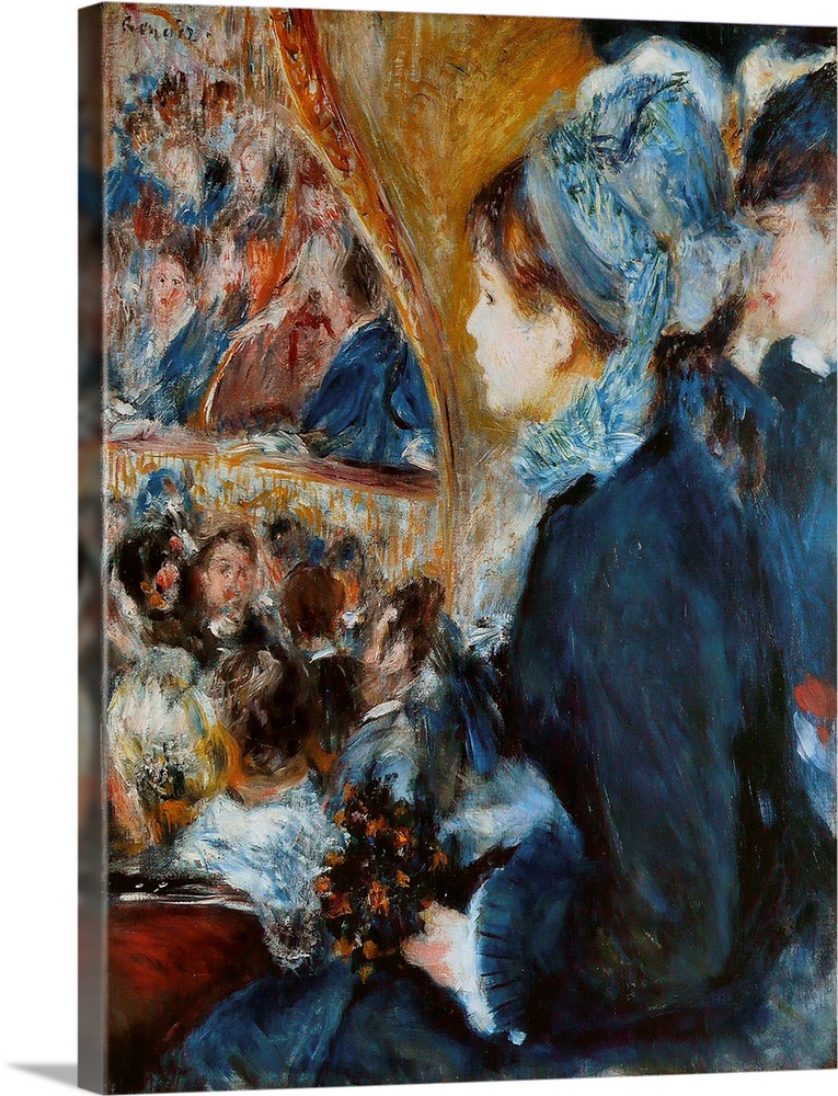 At the Theatre, La Premiere Sortie, 1876-7, oil on canvas.  By Pierre Auguste Renoir (1841-1919).