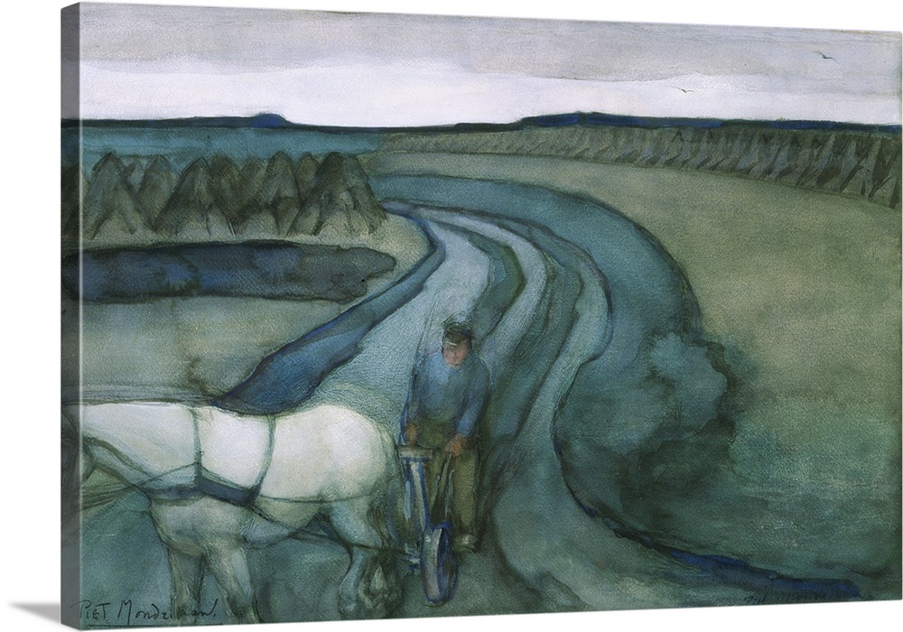 At Work: in the Fields, c.1899 (originally w/c with gouache on paper) by Mondrian, Piet (1872-1944)