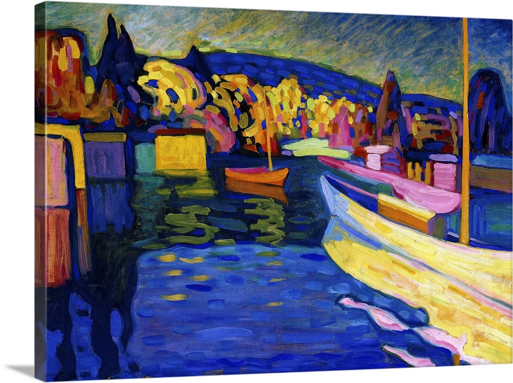 Autumn Landscape with Boats, 1908 (originally oil on board) by Kandinsky, Wassily (1866-1944)