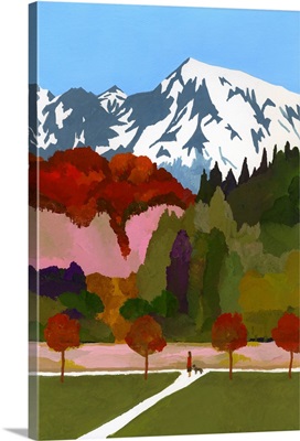 Autumn Leaves And Snow Mountains