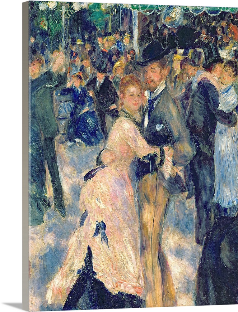 A classic piece of artwork with couples dancing as a crowd behind them looks on. The focus is on one couple that is painte...