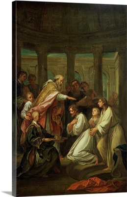 Baptism of St. Augustine (354-430) study for the decoration of the Invalides, 1702