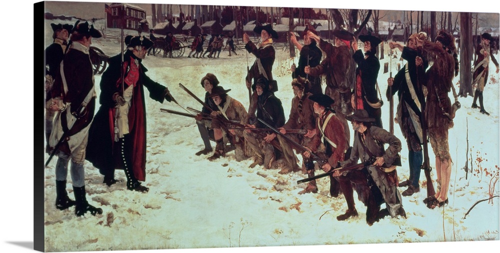 XTD75662 Baron von Steuben drilling American recruits at Valley Forge in 1778, 1911 (oil on canvas)  by Abbey, Edwin Austi...