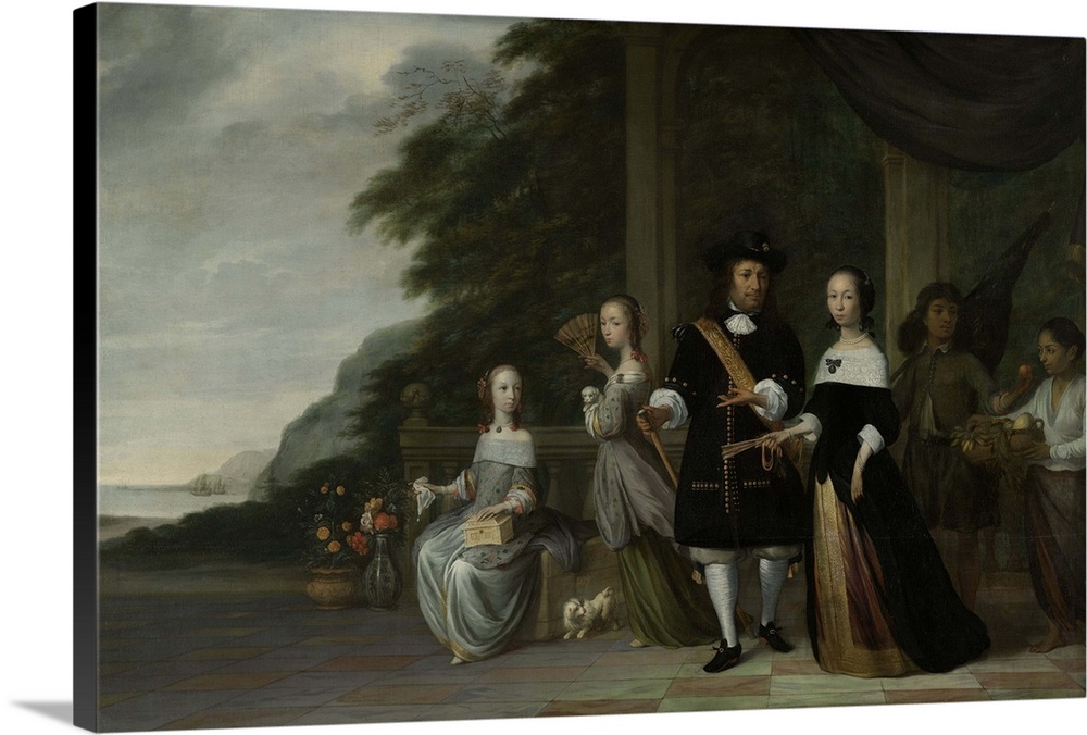 Batavian VOC chief merchant Pieter Cnoll and his family, 1665, oil on canvas.  By Jacob Coeman (1651-76).