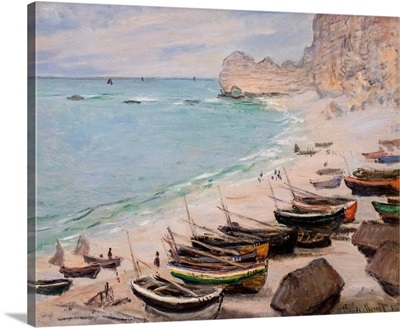 Bateaux Sur La Plage A Etretat, 1883 (Huile Sur Toile)