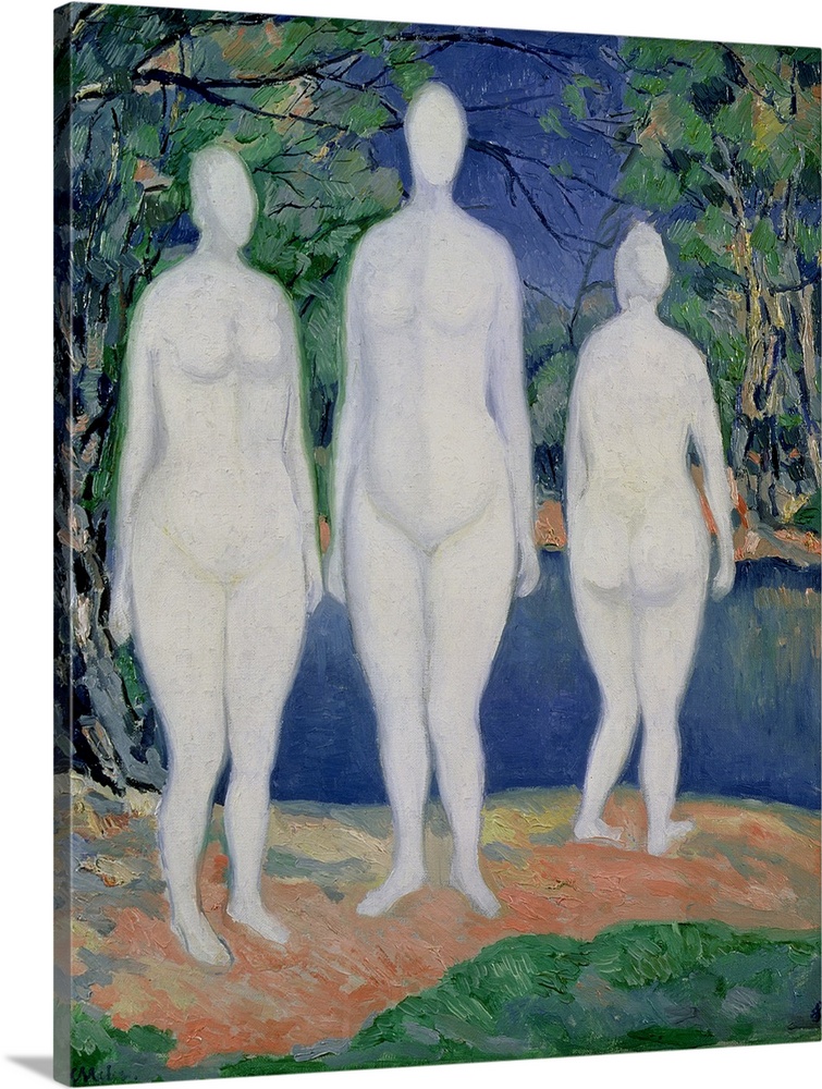 SRM96258 Bathers, 1908 (oil on canvas) by Malevich, Kazimir Severinovich (1878-1935); 59x48 cm; State Russian Museum, St. ...